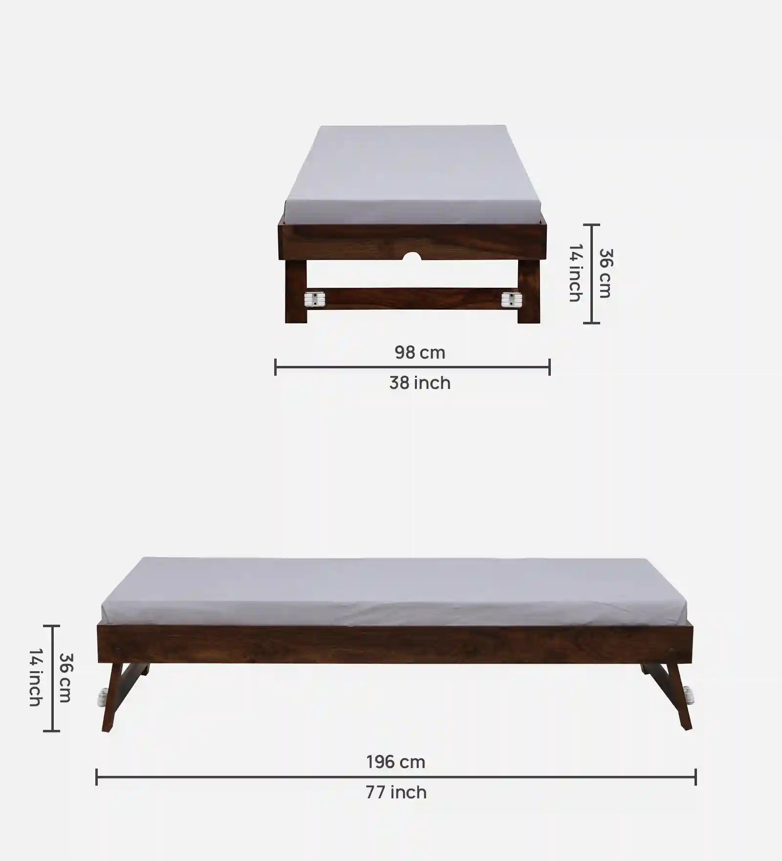 Premium look solid wood trundle bed Sthira modern bedroom bed India