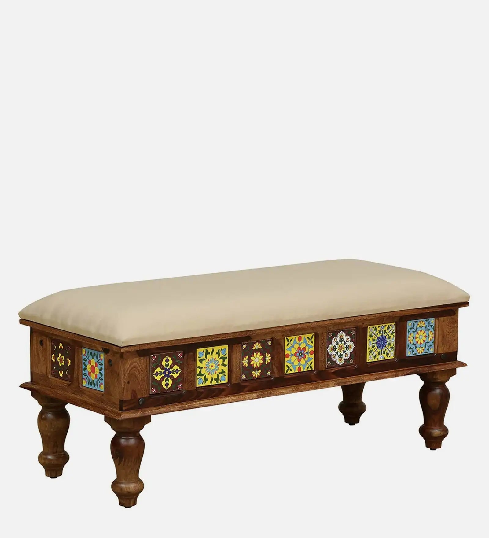 Premium sheesham wood 6-seater dining set with bench luxury solid wood furniture for India