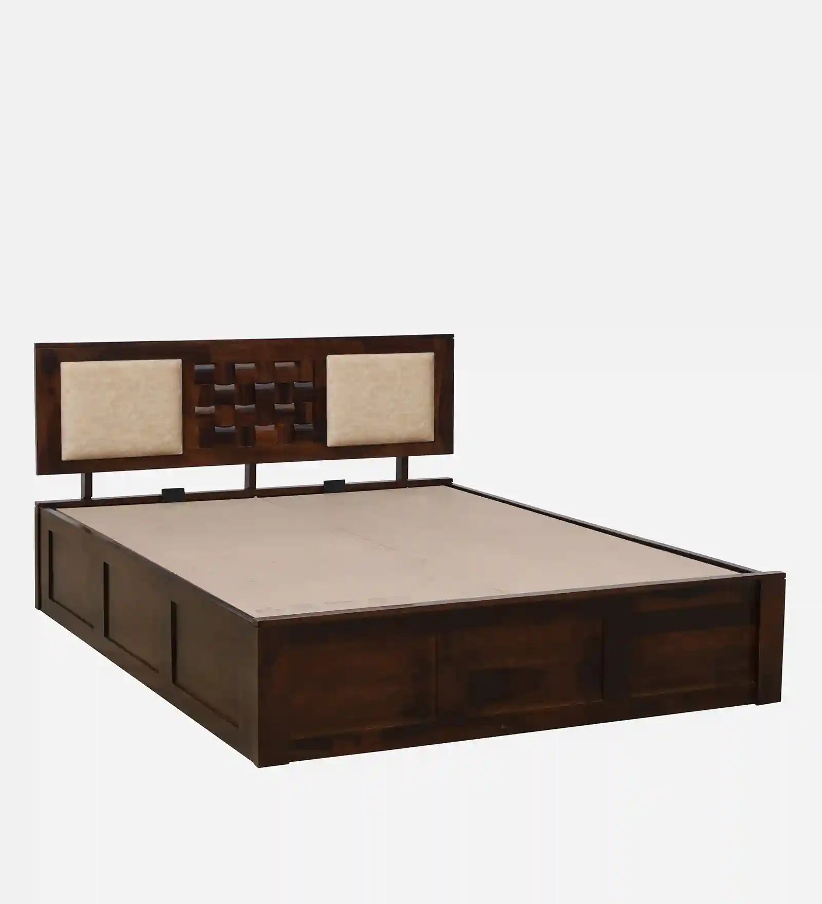 premium sheesham wood queen size box storage bed room interior setup furniture india