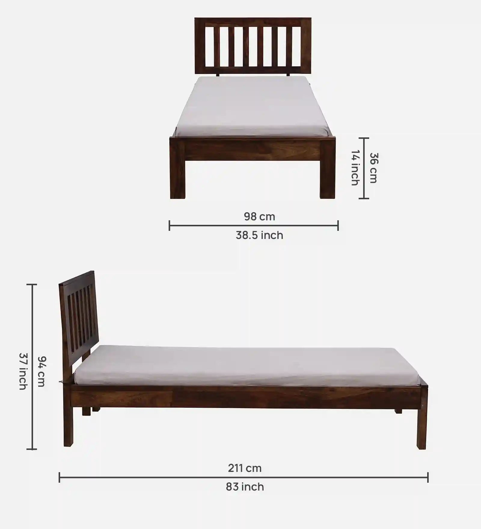 Premium sheesham wood single bed Vriksha clean look wooden bed India