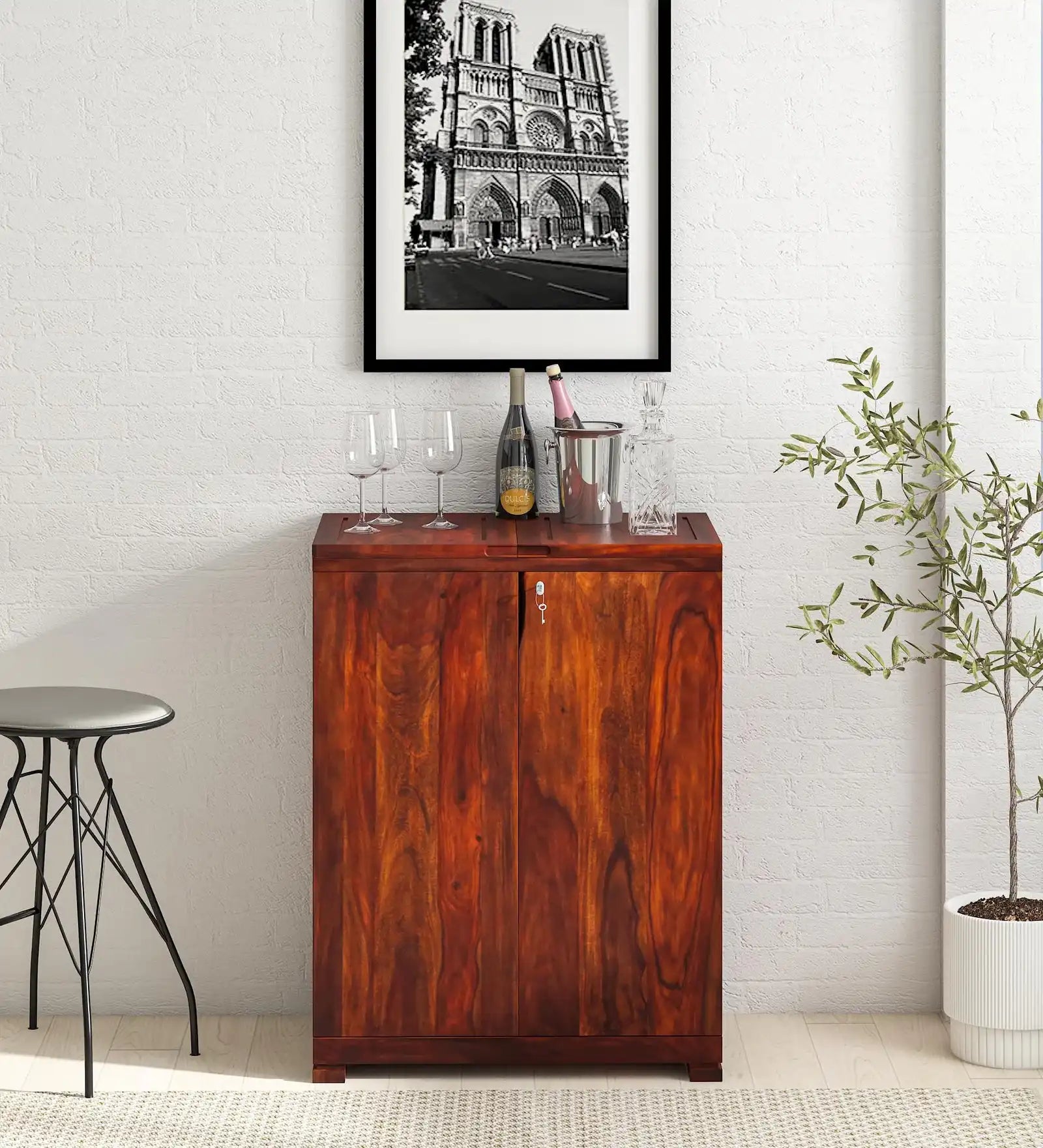 Premium solid wood bar cabinet for living room furniture and decor