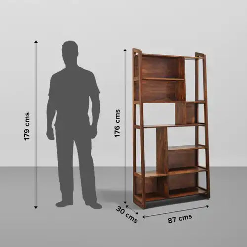 Premium solid wood bookshelf sheesham bookcase modern storage design