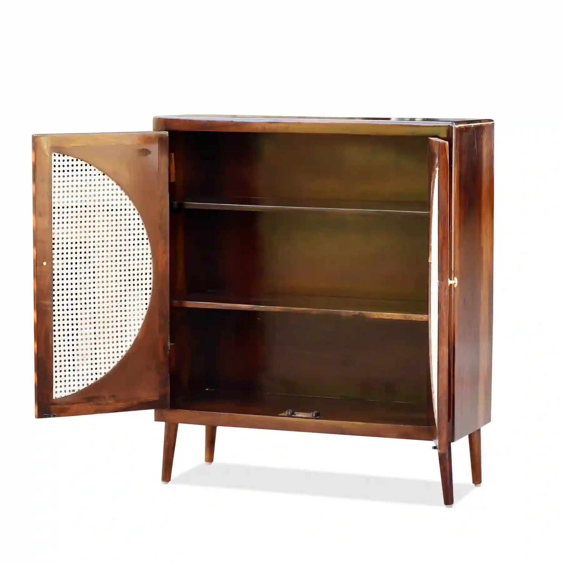 Premium solid wood cabinet sheesham rattan storage unit design