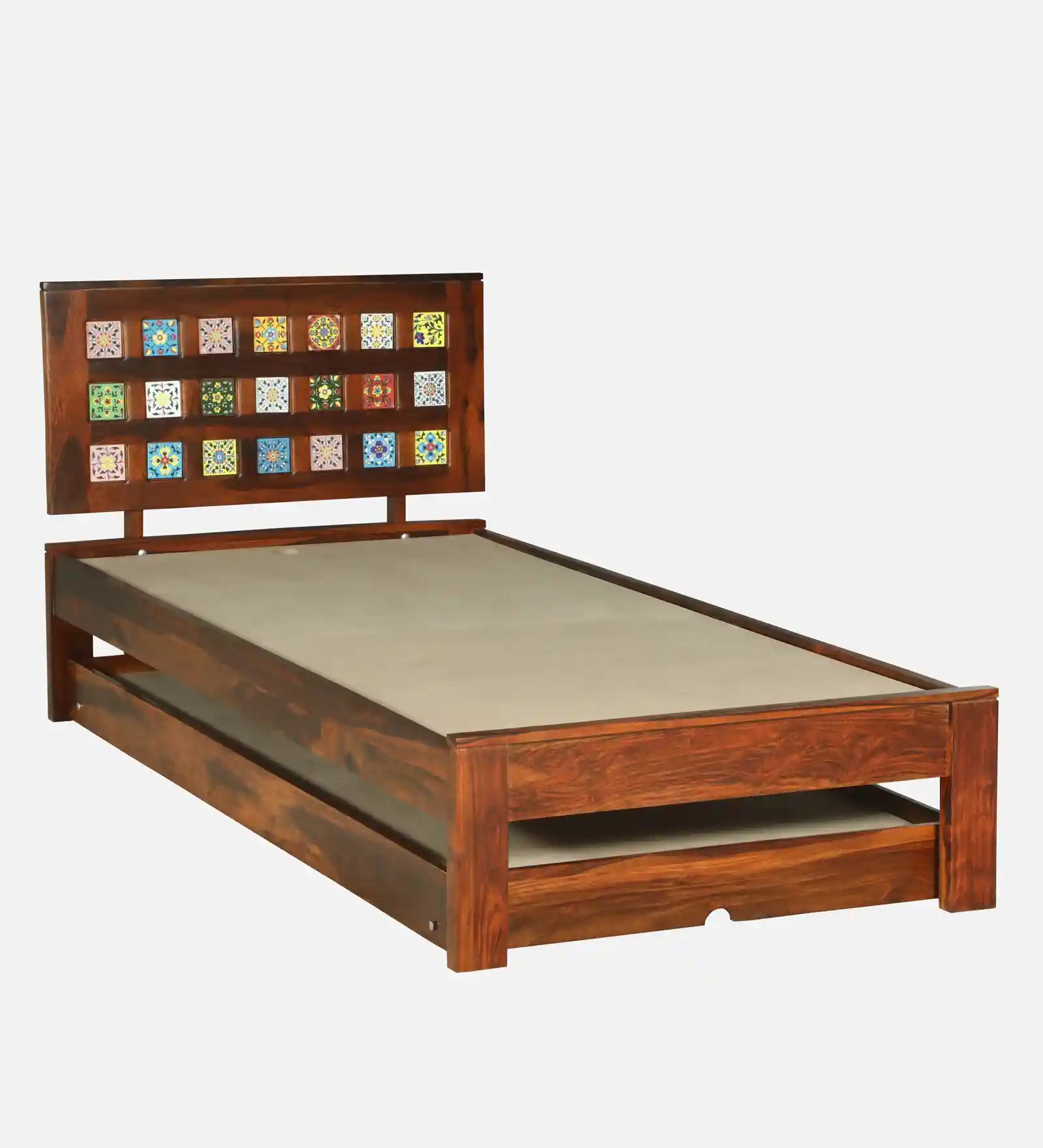 Sheesham wood cane single bed strong frame handcrafted wooden bed India