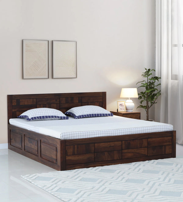 Ulter Solid Wood Bed with Box Storage in Provincial Teak Finish by Rajwada