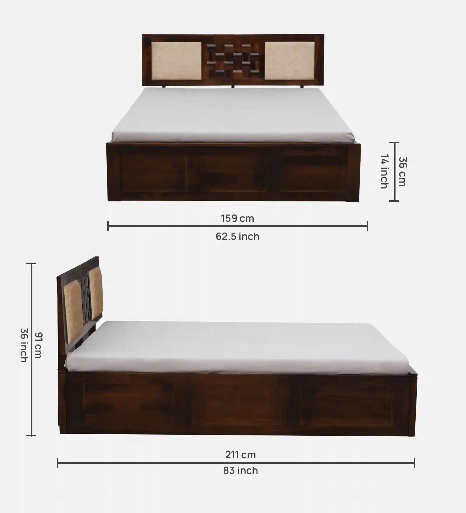 rajwada furnish nivasa solid sheesham wood queen size box storage bed india