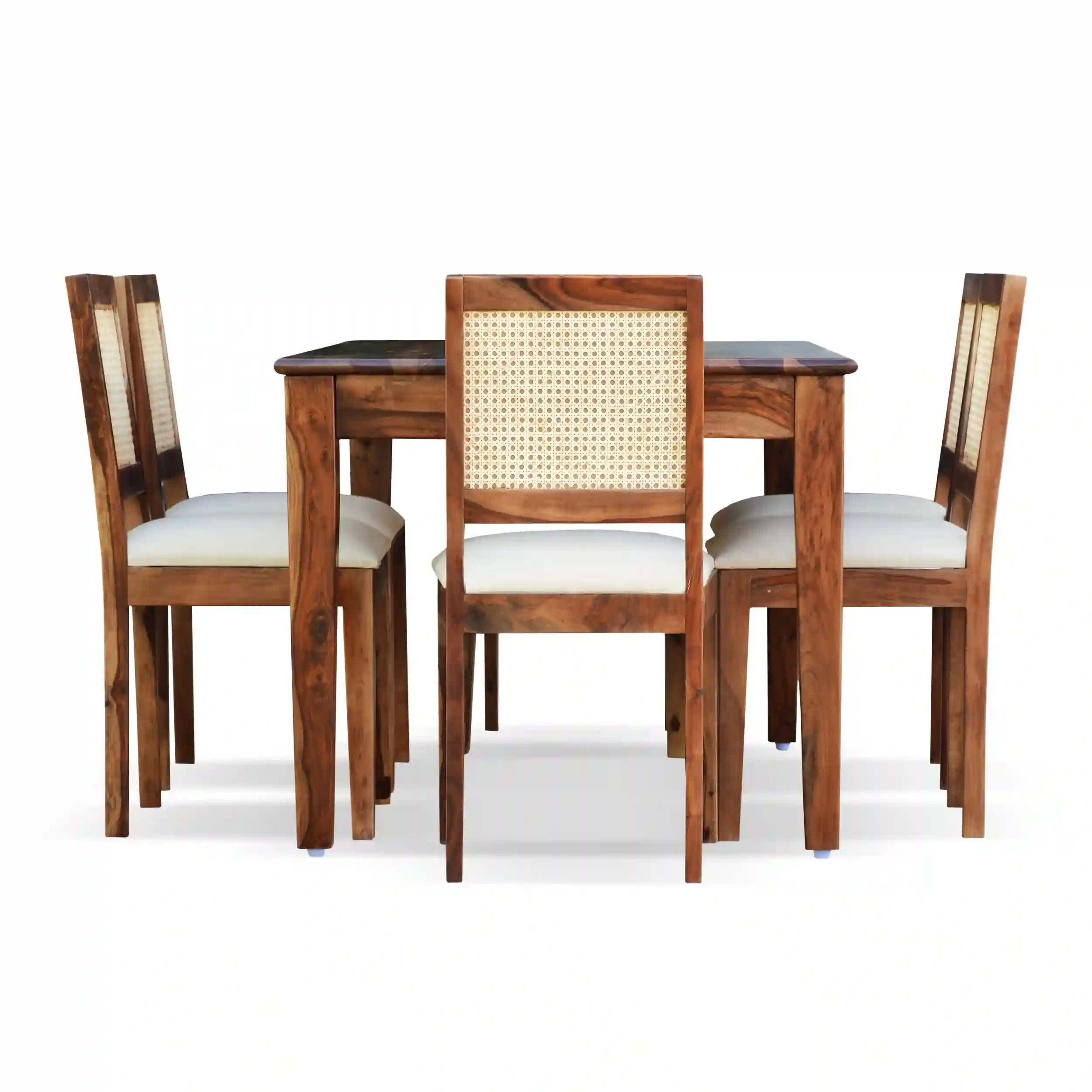 Rattan cane 6-seater dining set solid wood dining table for luxury and durable furniture India