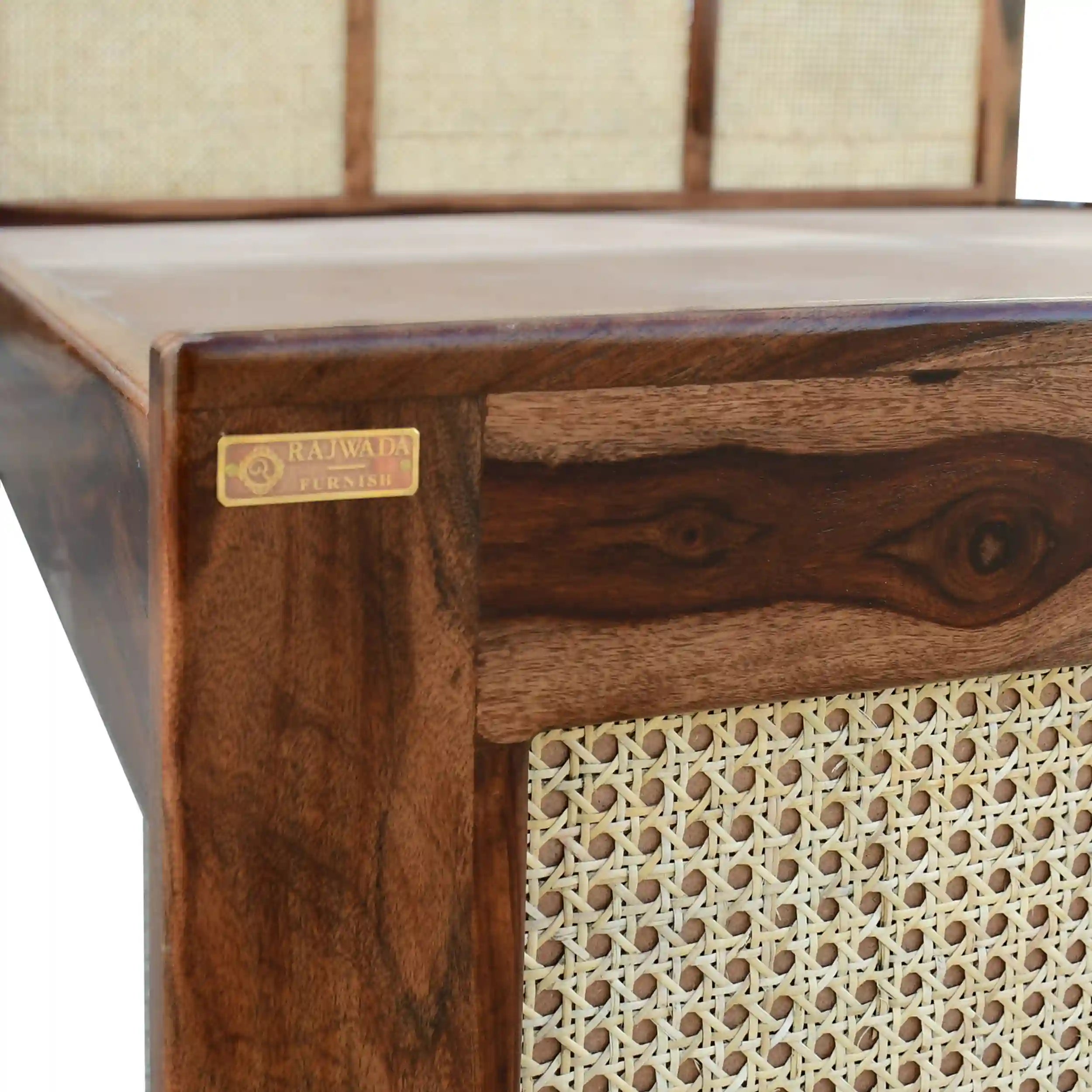 Rattan modern wooden bed cane headboard solid wood