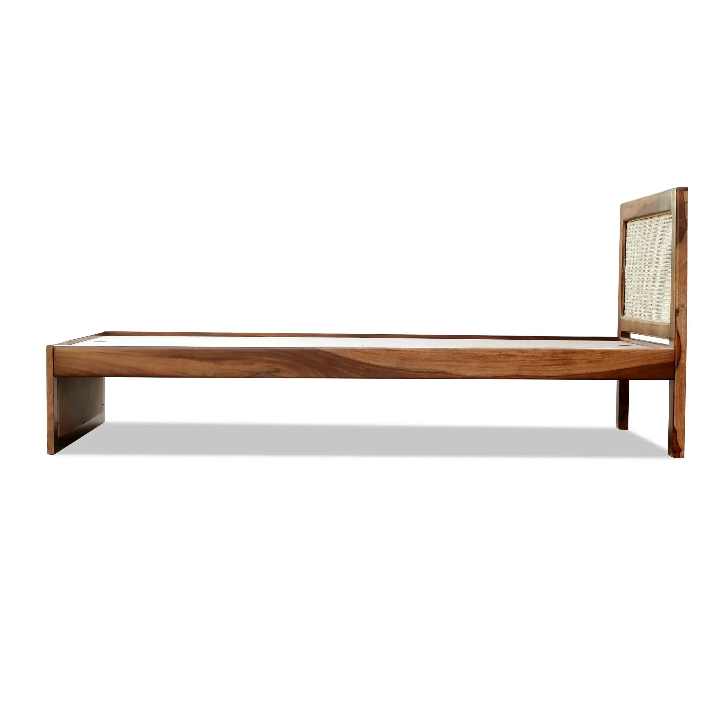 rattan sheesham wood cane single bed side view modern bedroom furniture cane design