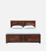 Elista Solid Wood Bed In Rustic Teak Finish  By Rajwada