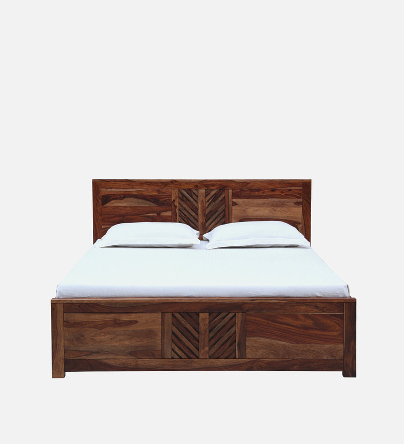 Elista Solid Wood Bed In Rustic Teak Finish  By Rajwada