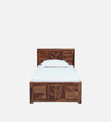 Elista Solid Wood Single Bed In Rustic Teak Finish  By Rajwada