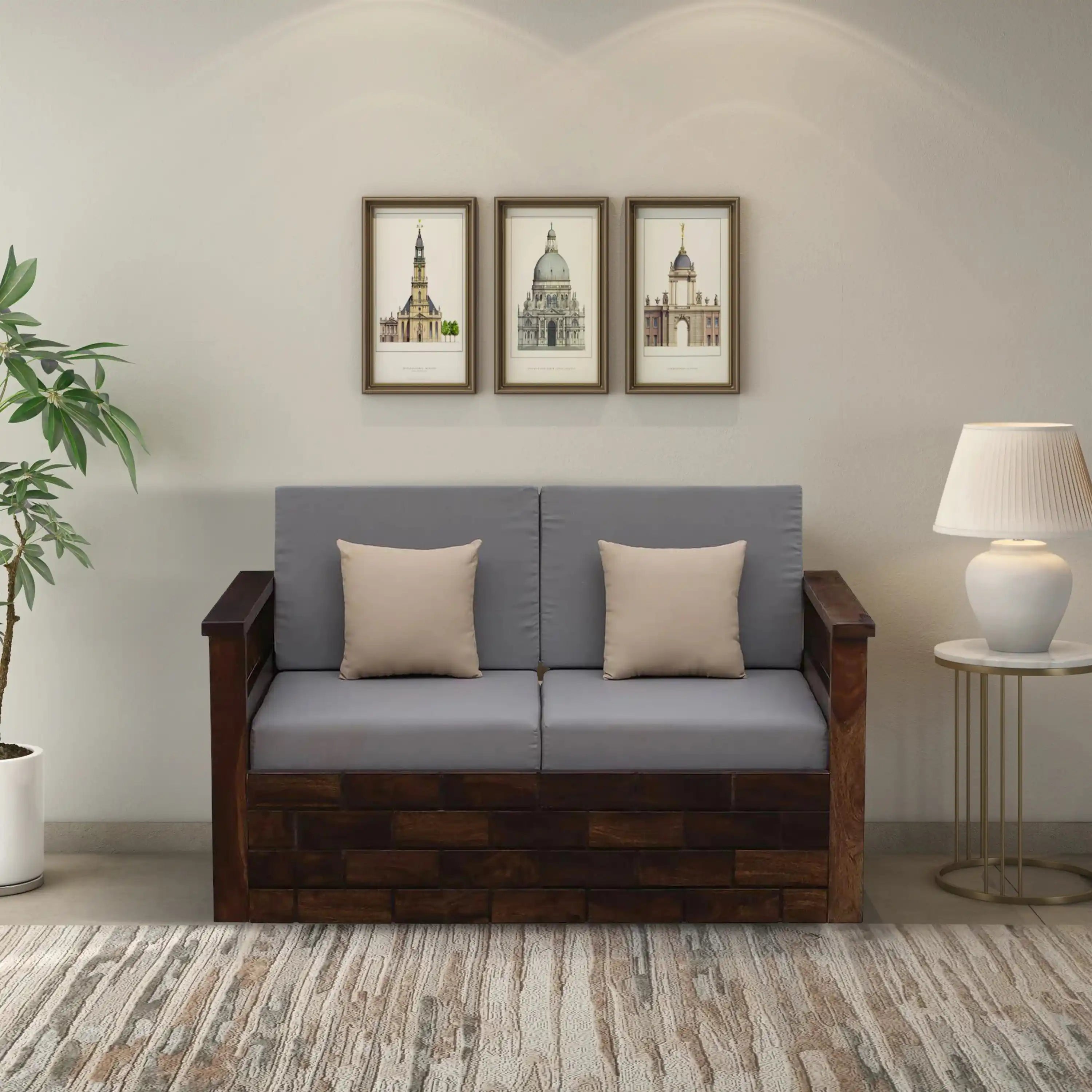 Rudra solid wood 2 seater sofa sheesham living room seating furniture India