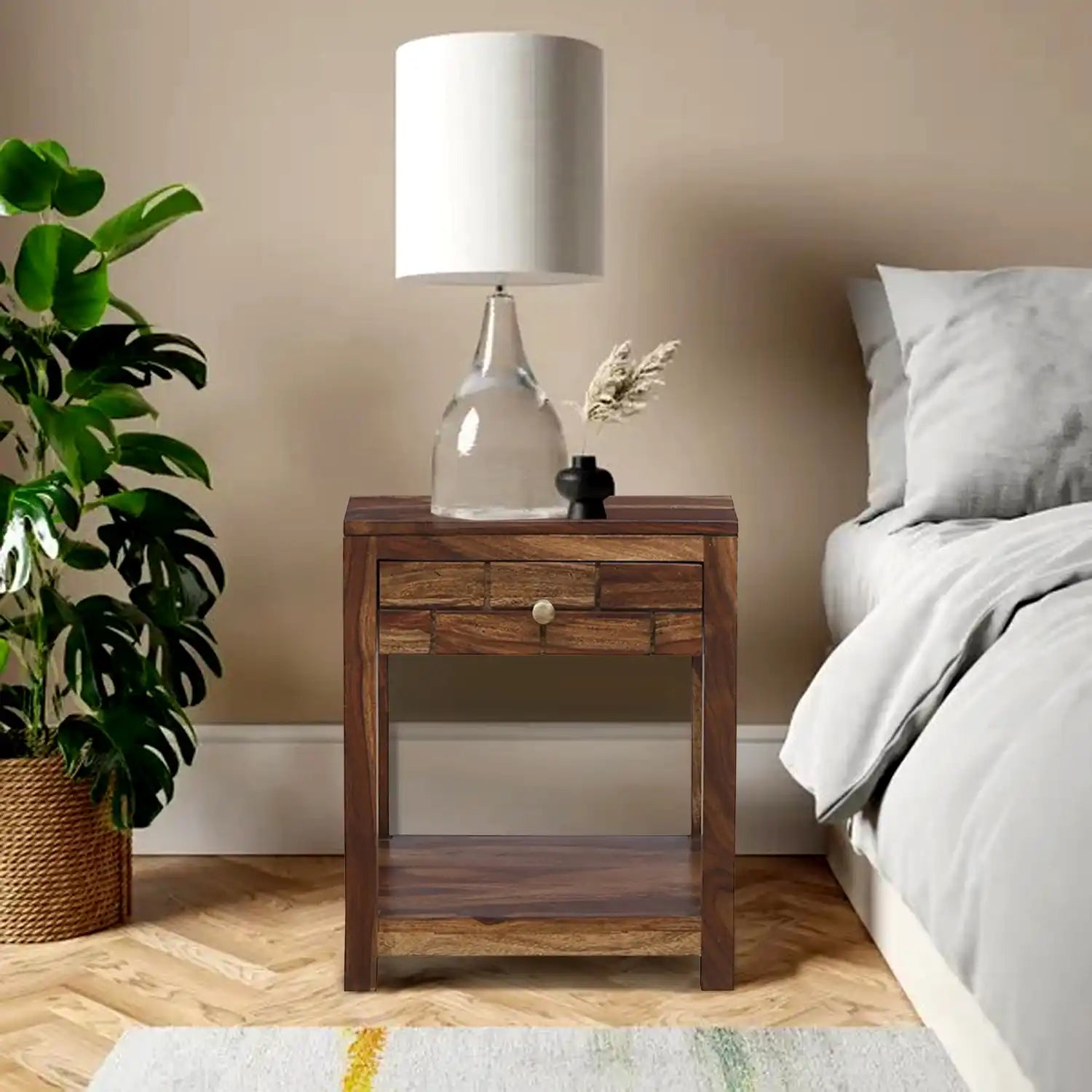 Rudra solid wood side table modern sheesham end table India