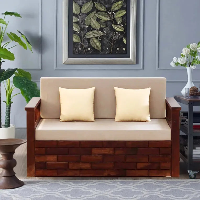 Rudra wooden sofa cum bed modern solid wood guest bed design