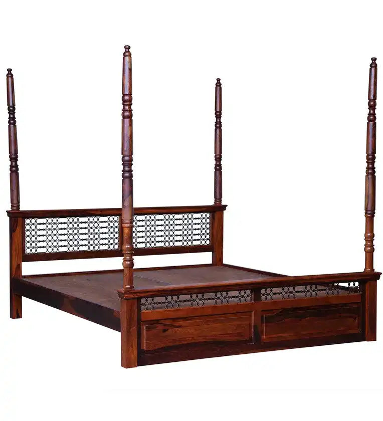 saffron traditional solid sheesham wood poster bed classic royal wooden bed design