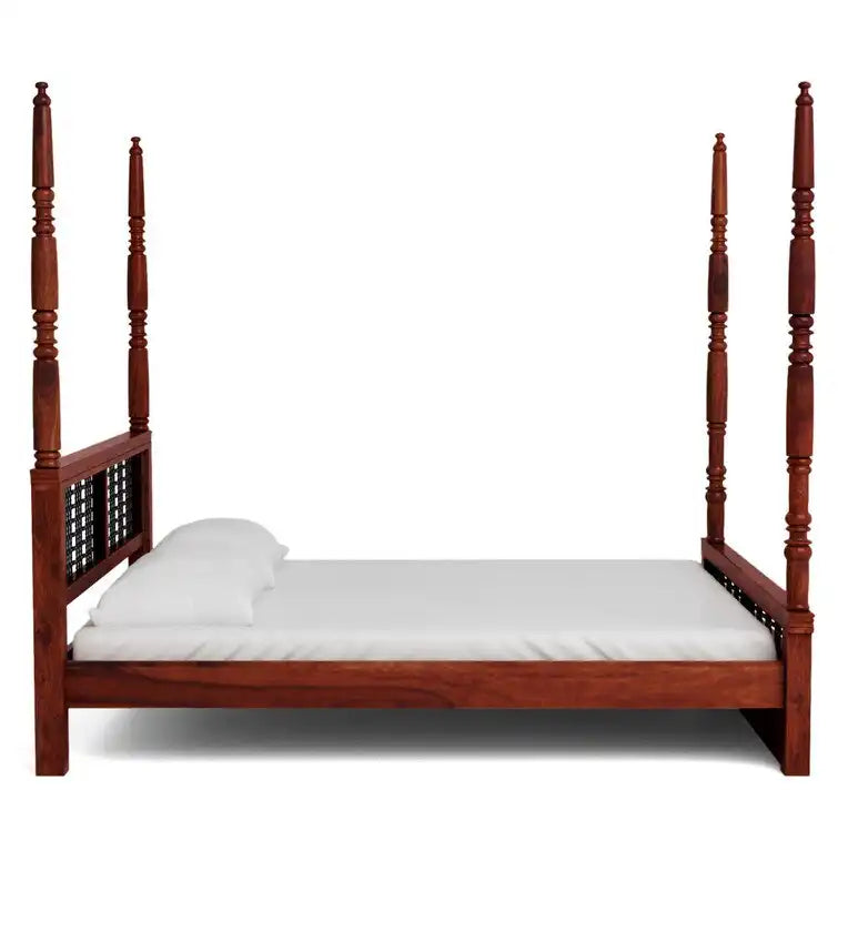 saffron solid sheesham wood poster bed strong durable wooden frame traditional design