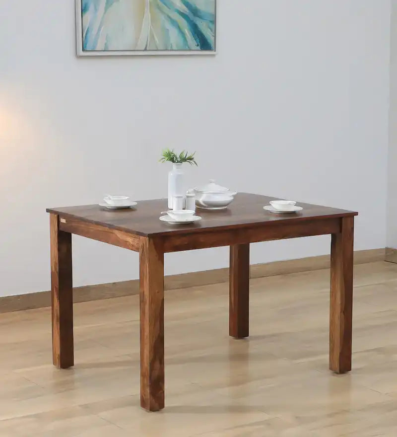Handmade natural wood dining table crafted from high quality sheesham wood