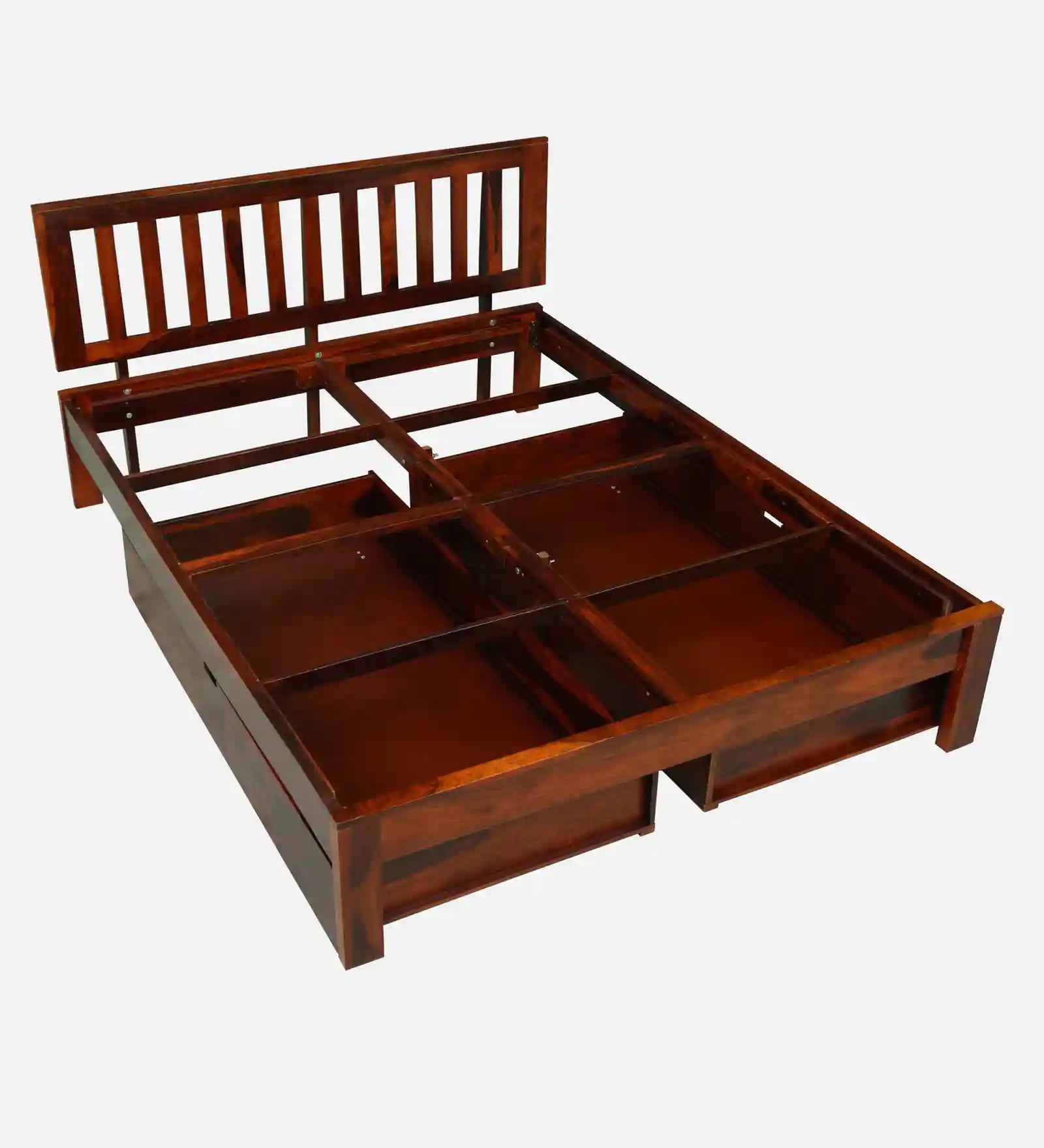 solid sheesham wood drawer bed side frame king size storage india