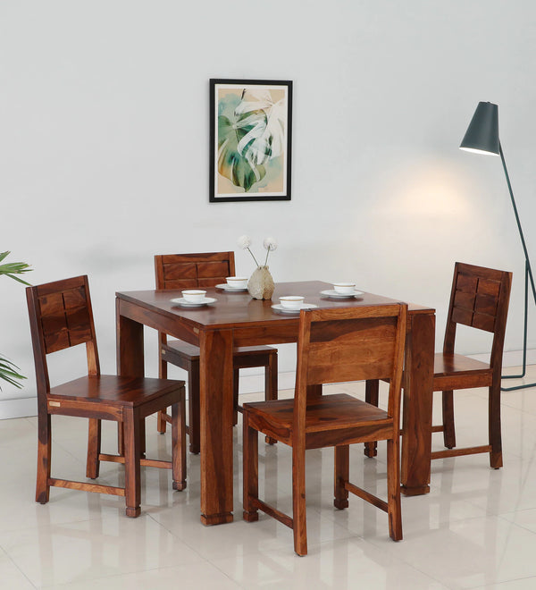Moscow  Solid Wood 4 Seater Dining Set In Honey Oak Finish By Rajwada