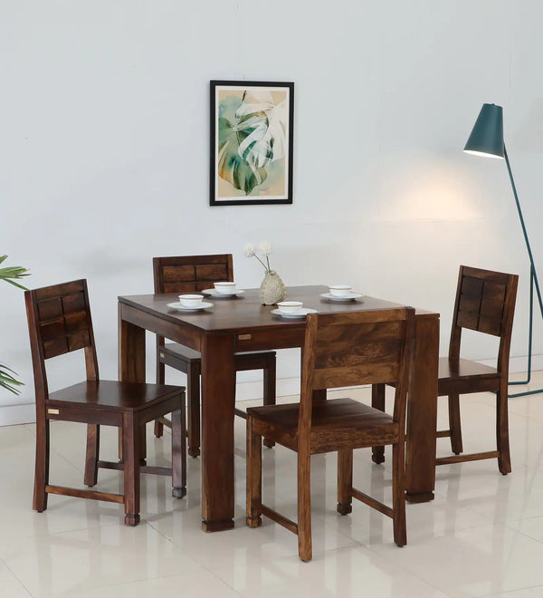 Moscow  Solid Wood 4 Seater Dining Set In Provincial Teak Finish By Rajwada