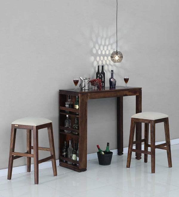 Moscow  Solid Wood 2 Seater Bar Set (2 Stools) in Provincial Teak Finish by Rajwada