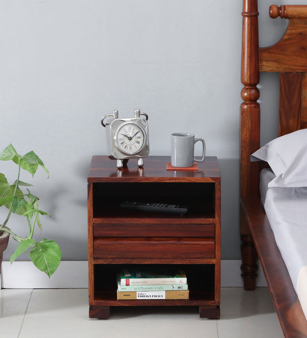 Moscow  Solid Wood Night Stand In Honey Oak Finish By Rajwada