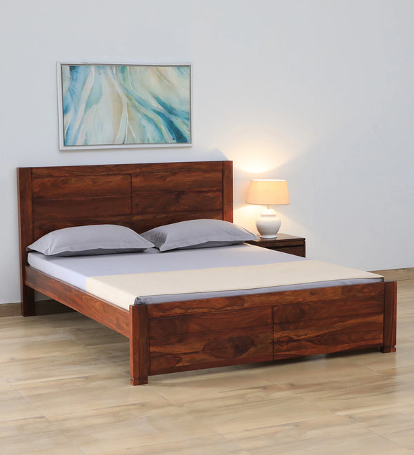 Moscow  Solid Wood Queen Size Bed In Honey Oak Finish By Rajwada
