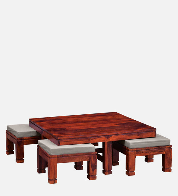 Moscow  Solid Wood Nesting Coffee Table Set In Honey Oak Finish By Rajwada
