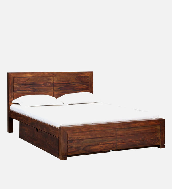 Moscow  Solid Wood Queen Size Bed With Drawer Storage In Provincial Teak Finish By Rajwada