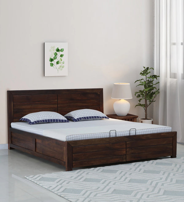 Moscow  Solid Wood Queen Size Bed with Box Storage in Provincial Teak Finish by Rajwada