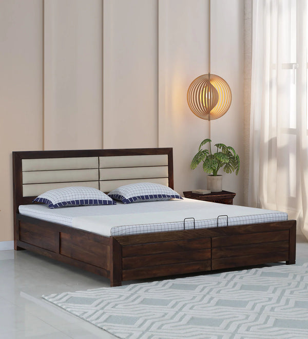 Moscow  Solid Wood Queen Size Bed with Hydraulic Storage in Provincial Teak Finish by Rajwada