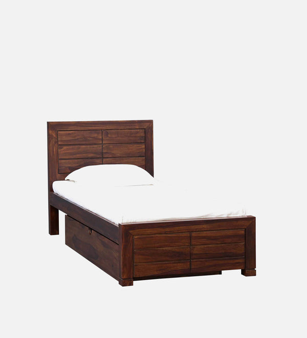 Moscow  Solid Wood Single Bed With Drawer Storage In Provincial Teak Finish By Rajwada