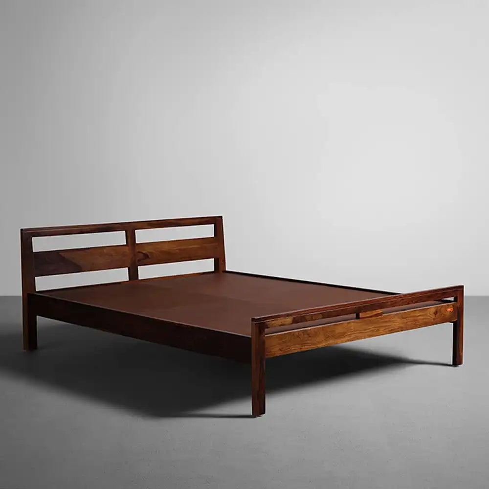 Shashwat king size wooden bed solid wood minimal design