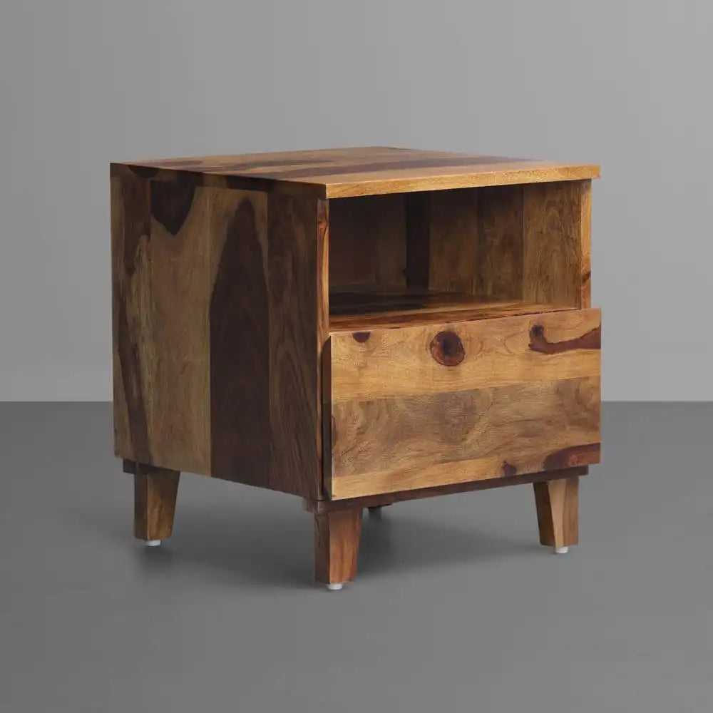 Shashwat wooden bedside table compact solid wood nightstand India