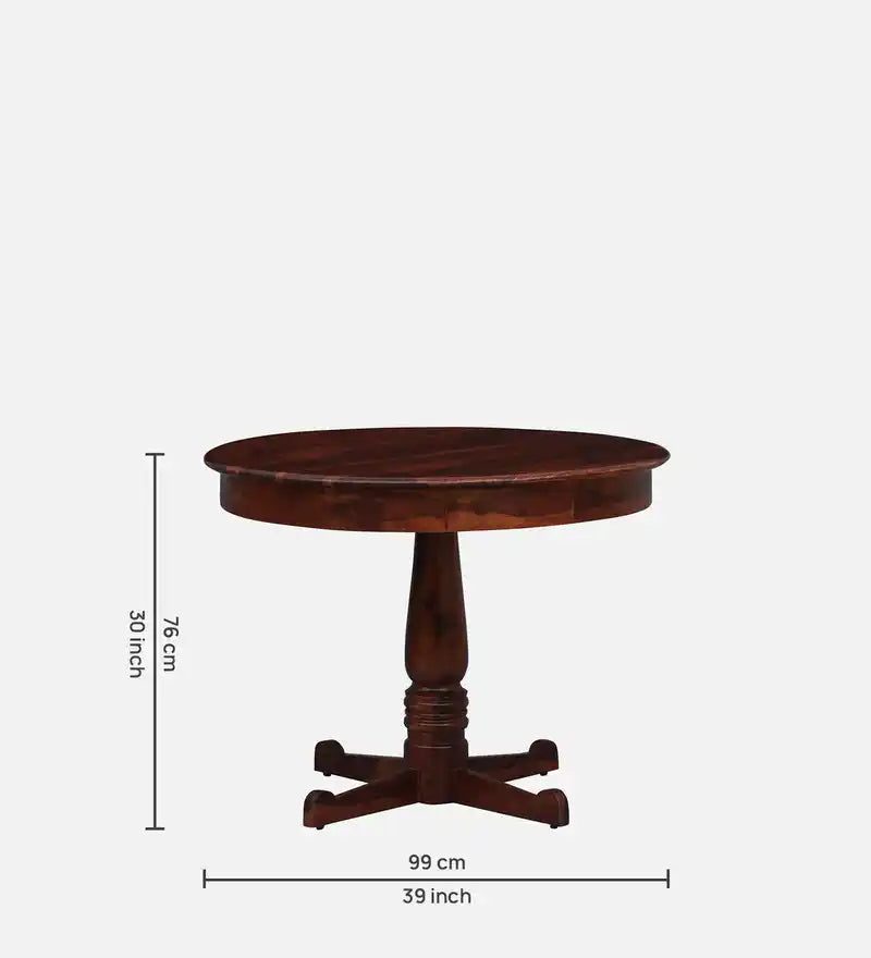 Heavy duty Sheerel round solid wood dining table built for long lasting use