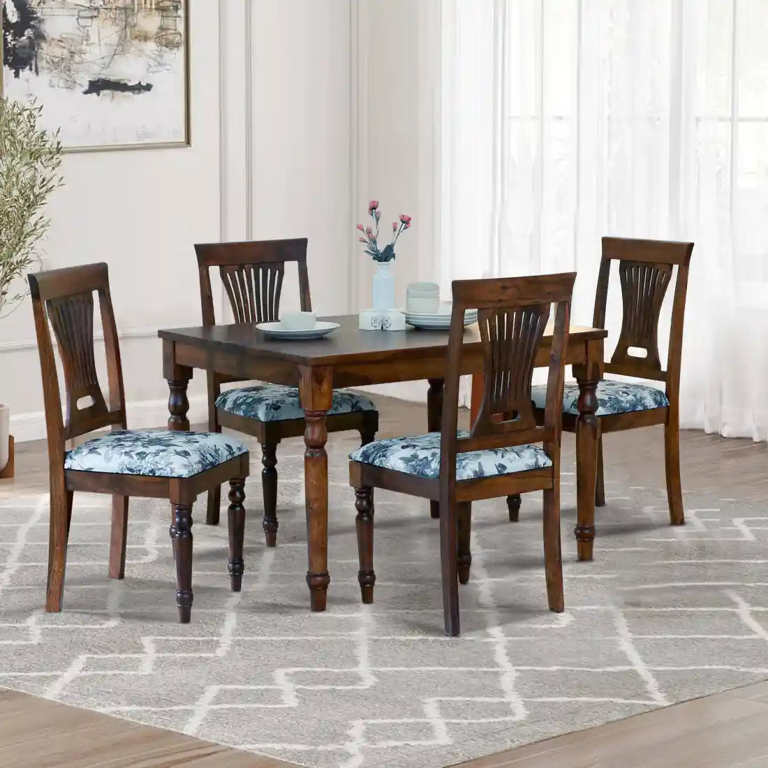 Sheerel sheesham dining set four seater modern clean design furniture India