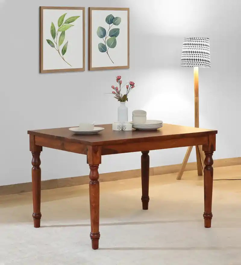 Sheerel sheesham wood dining table made from premium solid wood for modern Indian homes