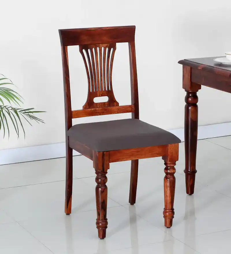 Sheerel solid sheesham wood dining chair set of two for modern Indian home furniture