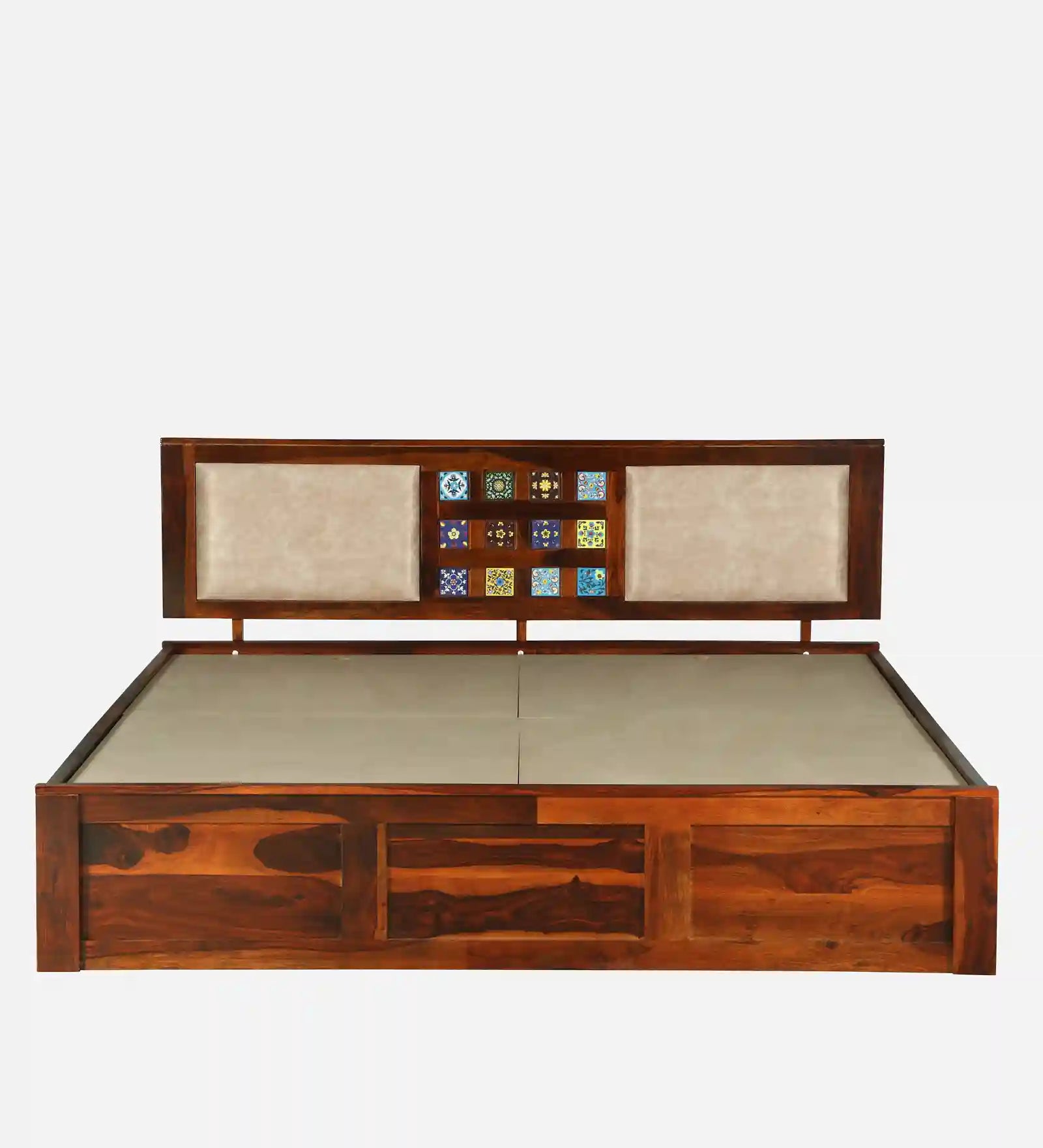 sheesham wood queen size box storage platform bed frame look india