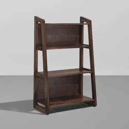 Sheesham solid wood bookcase storage shelf for living room display unit
