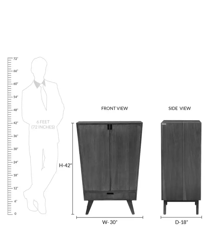 Sheesham wood bar unit with shelves for bottle and glass storage