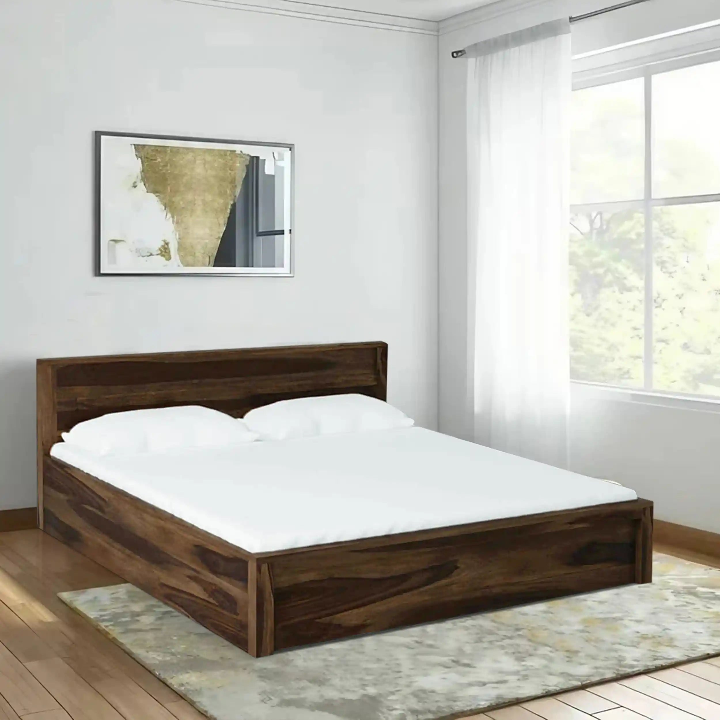 modern sheesham wood king size storage bed acro solid wood bed india