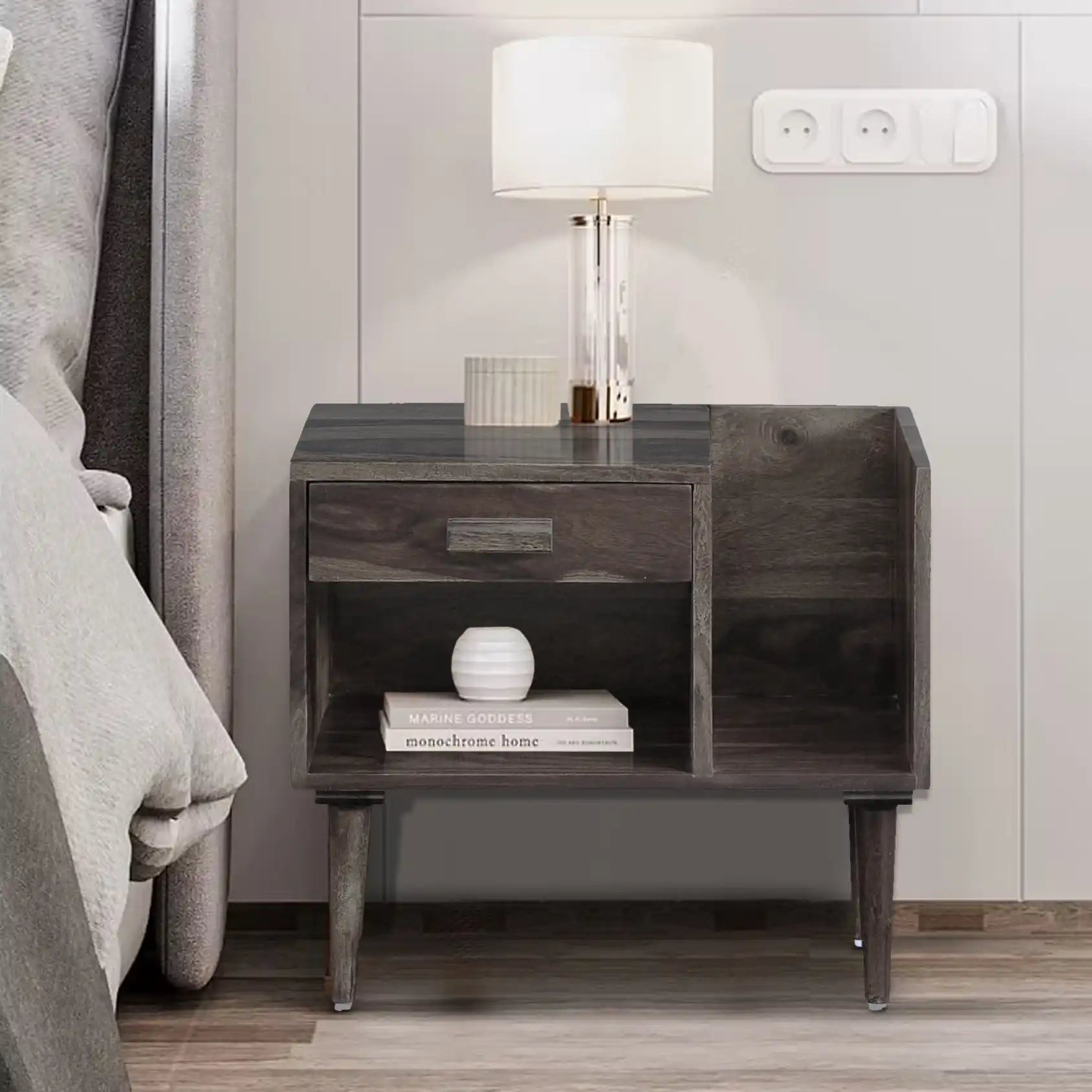 Sheesham wood side table Nexo modern bedroom furniture India