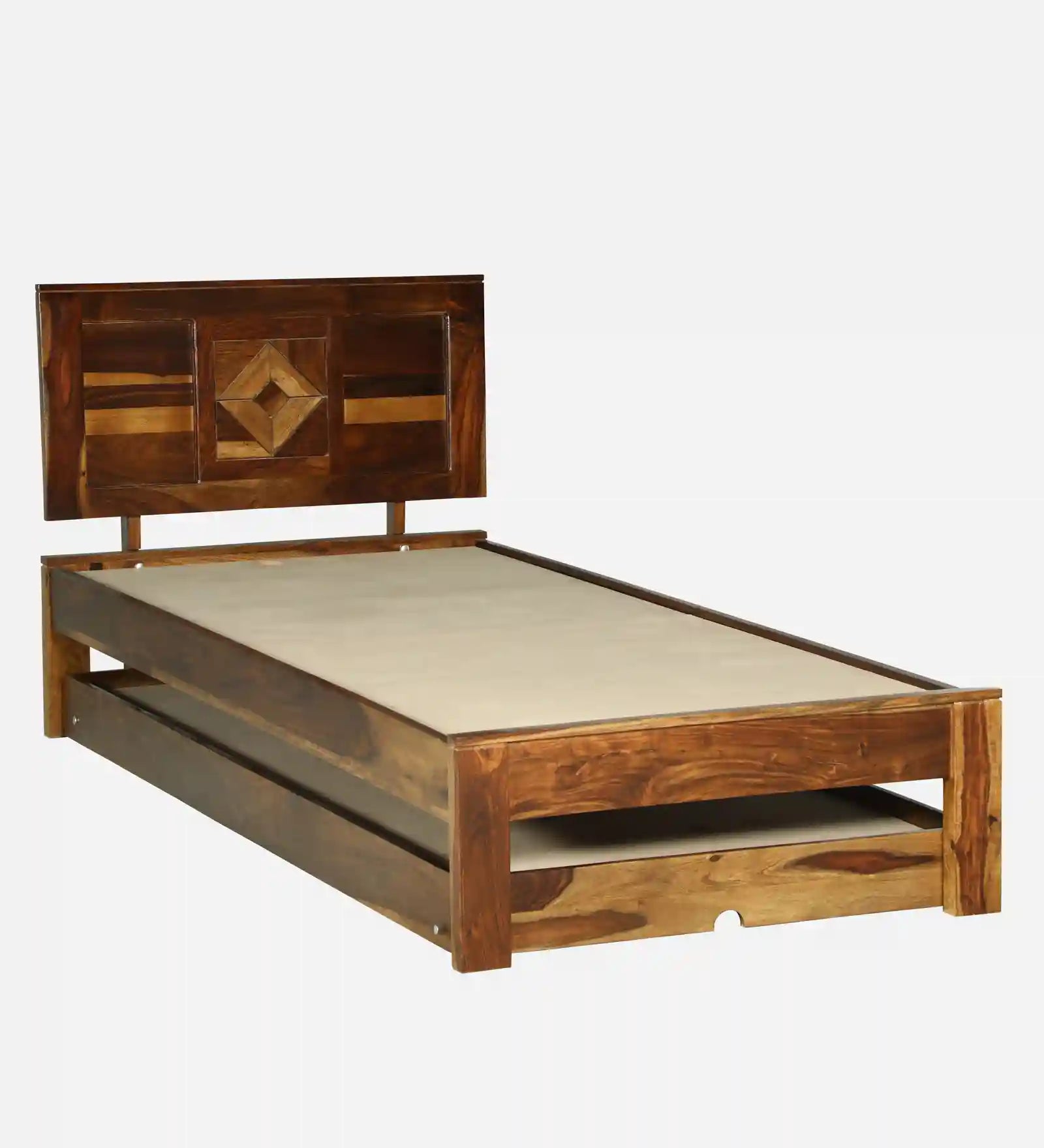 Sheesham wood single bed with trundle Shraya strong woode