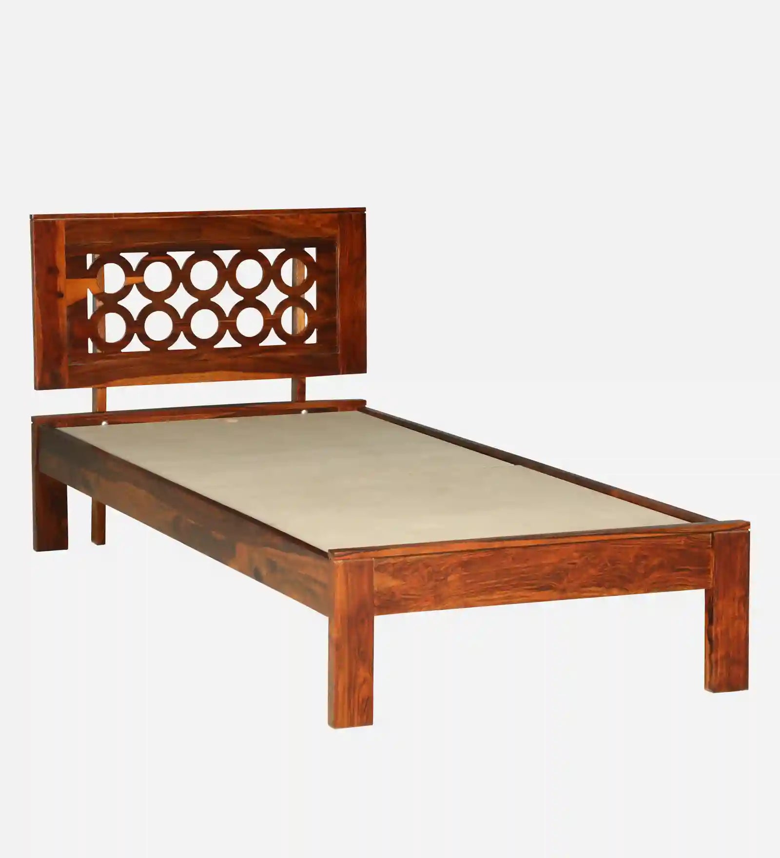 Sheesham wood single bed without storage Vainika strong wood bed India