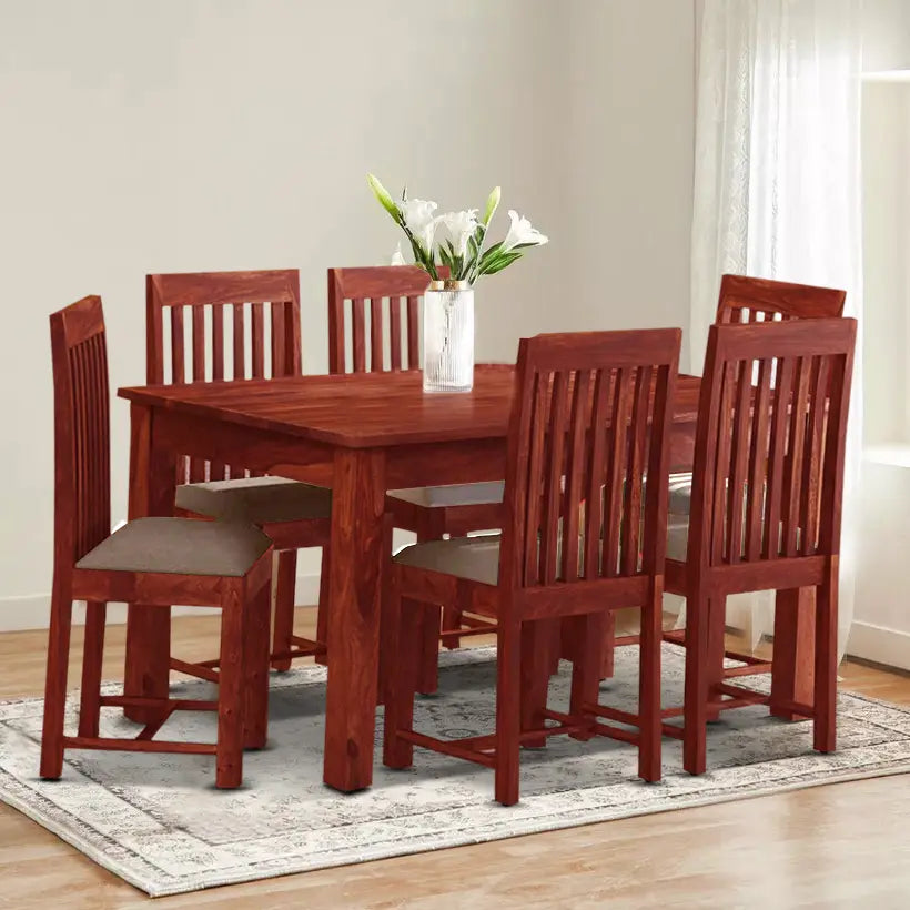 Sheesham wood six seater dining set Peter design made from durable solid wood furniture