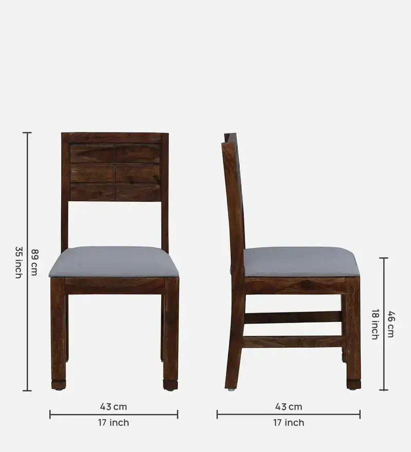 Sheesham wood upholstered dining chair set Moscow design with cushion seat and solid wood frame