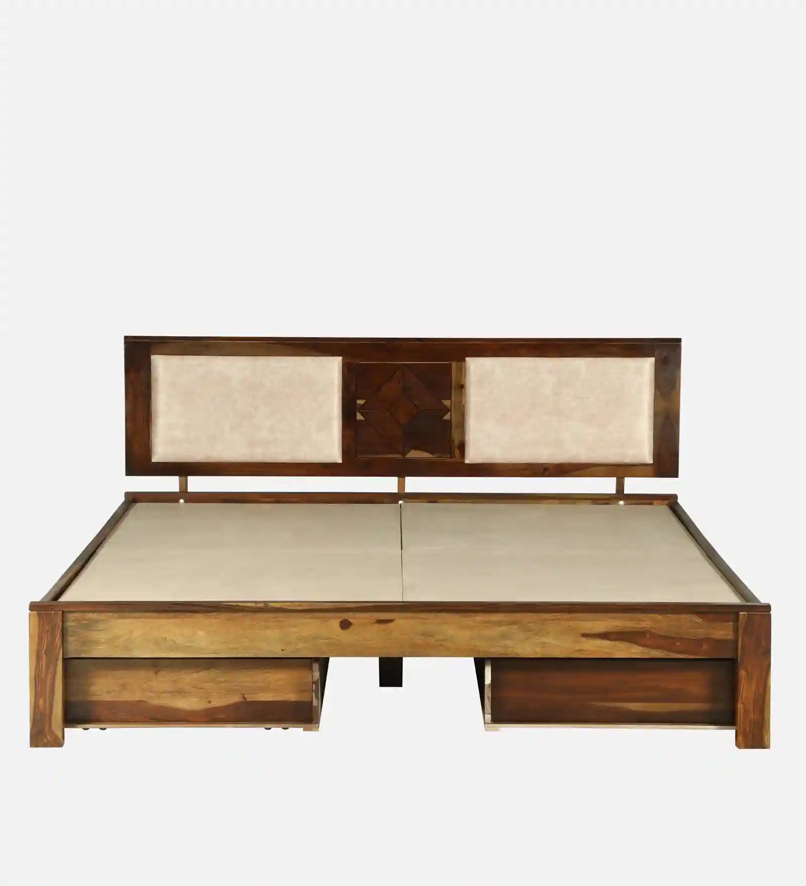 sheesham wood king size drawer storage bed top surface layout india