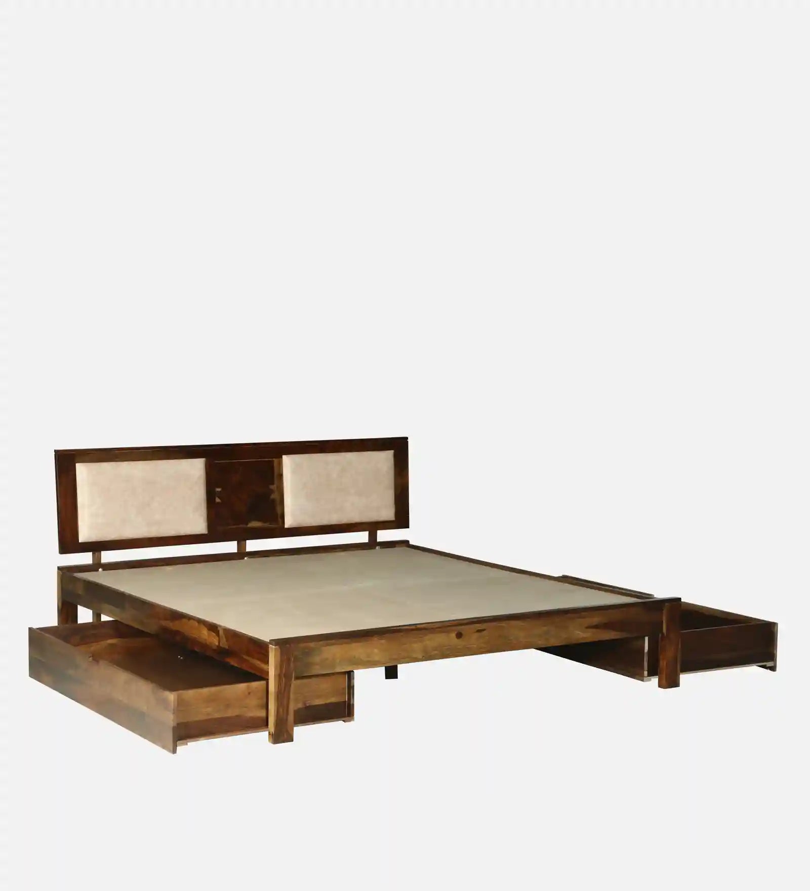 sheesham wood bed headboard panel style king size drawer bed india